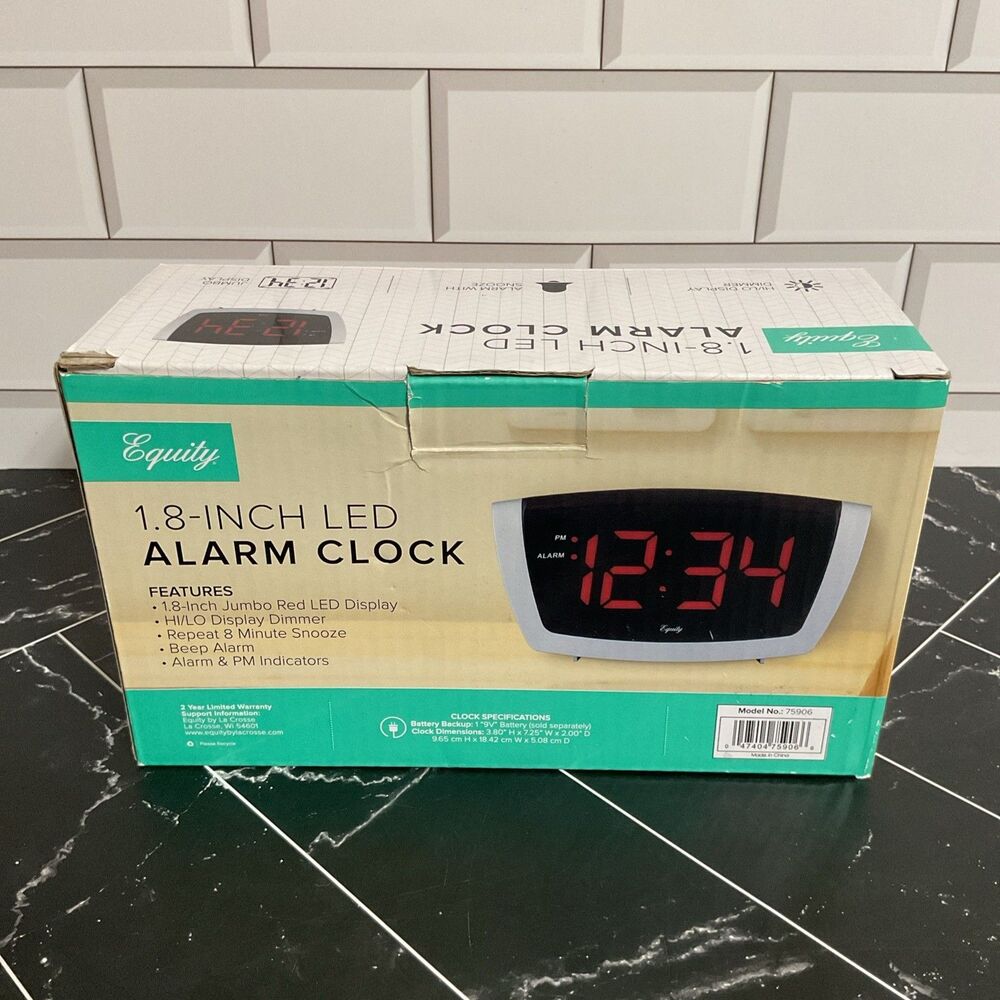 75906 Equity by La Crosse AC Powered Red LED Digital Alarm Clock - Open Box